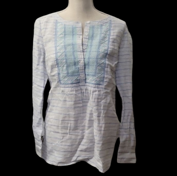 Vinyard Vines Striped White and Blue Women's Top - Picture 1 of 4